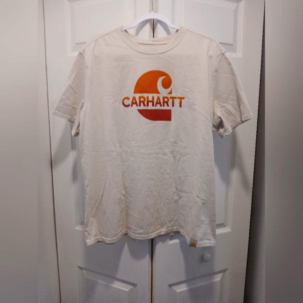 Carhartt White and Orange Short Sleeve Tee